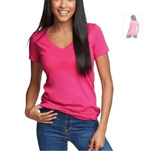 Three V-neck T-shirts 2 White & 1 Pink Size M